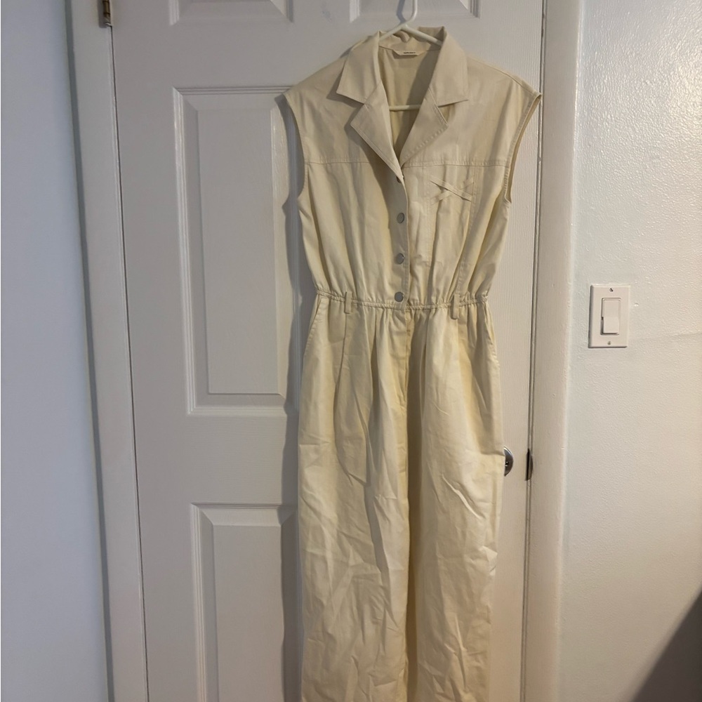 Building Cream Sleeveless Jumpsuit
